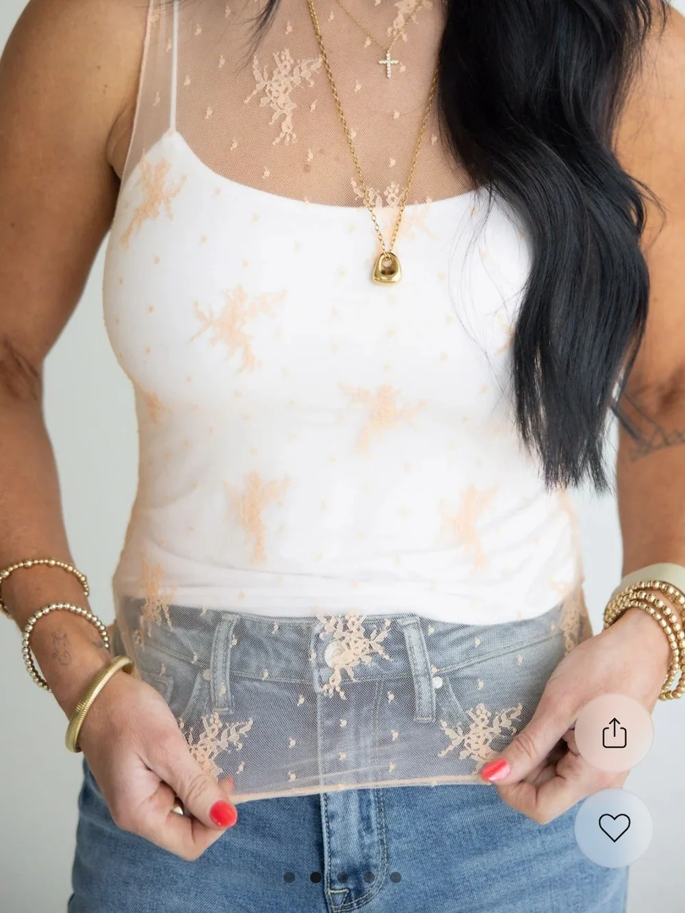 Floral Mesh Top - Picture 1 of 3